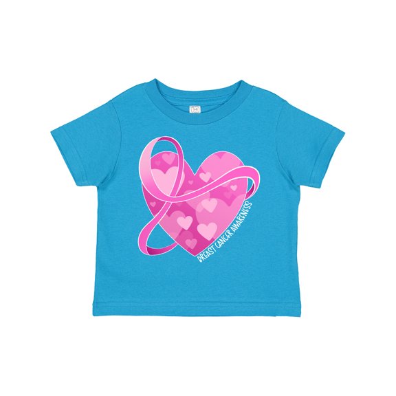 Inktastic Breast Cancer Awareness Pink Ribbon Around Heart Boys or Girls Toddler T-Shirt
