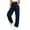 Navy, variant on Womens High Waisted Wide Leg Cargo Pants Drawstring Quick Dry Ripstop Trousers with Pockets Casual Workout Travel Hiking Pants Navy
