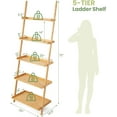 thumbnail image 3 of LINZJI  5-Tier Ladder Shelf Bookcase,72”H Wall-Leaning Bookshelf with Baffles and Anti-Tipping Kits, Plant Stand for Living Room Bathroom Home Office Decor, Ladder Bookshelf, Natural, 3 of 9