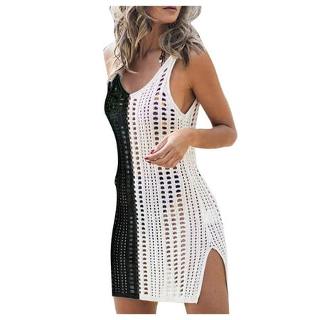 Babysbule Womens Swimwear Fashion Women Beach Tops Patchwork Hollow Out Swimwear Bikini Cover Up