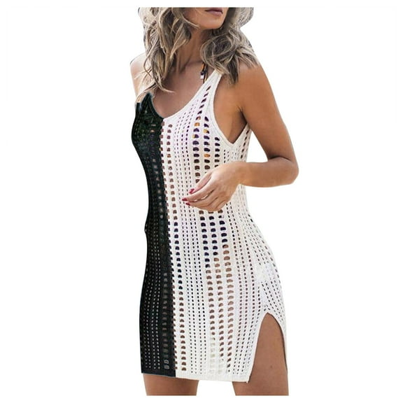 LYXSSBYX Plus Size Swimwear Cover up Clearance Women Beach Tops Patchwork Hollow out Swimwear Bikini Cover up
