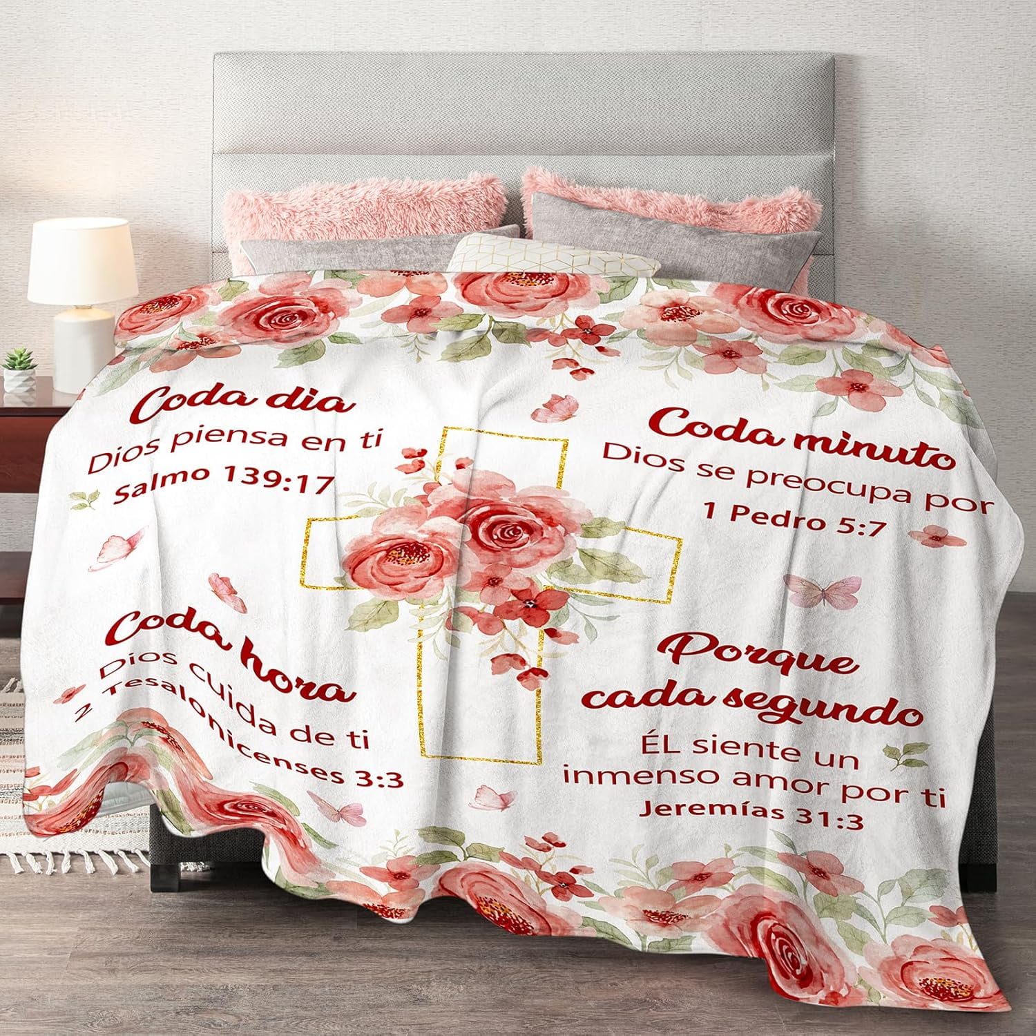 Spanish Christian Religious Gifts for Women - Regalos Cristianos para Mujeres - Baptism Confirmation for Girls - Catholic Spiritual Birthday Christmas - Christian Blanket