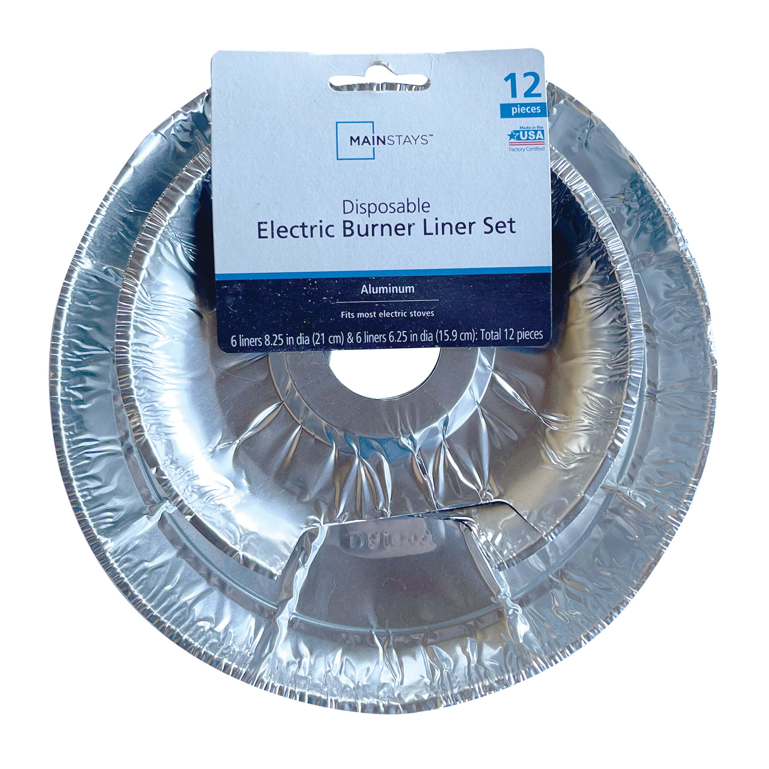 Mainstays R101F12 Disposable Foil Drip Pan Liners for Electric Stoves - 12 Pack