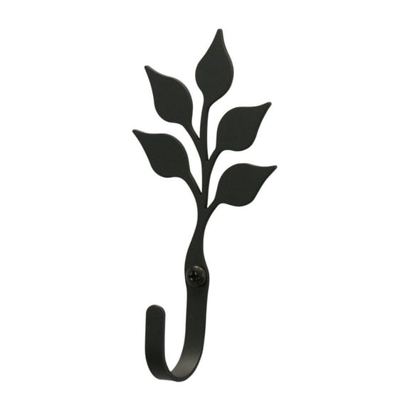 Village Wrought Iron Village Black Wrought Iron Small Leaf Wall Hook