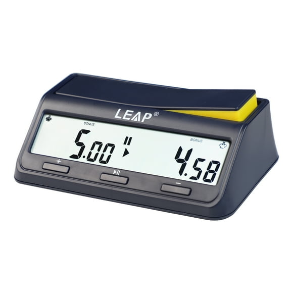 LEAP Professional Digital Chess Clock Timer for International Chess Game, Blue - LEAP PQ9917 - Features Count Up/Down, Bonus, Delay, Alarm - ABS Material, Compact Design, Lightweight - Batteries Not