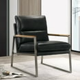 thumbnail image 3 of Omax Decor Colin Stainless Steel & Genuine Leather Accent Chair in Black, 3 of 8