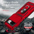 thumbnail image 4 of for Google Pixel 8 Case with Slide Camera Cover HD Screen Protector [ Grade 16ft. Drop Tested]  Ring Holder Kickstand Protective Phone Case for Google Pixel 8 2023 (6.2 inch), Red, 4 of 17