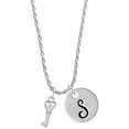 thumbnail image 1 of Delight Jewelry Silvertone Mini Open Peace Heart Key Silvertone Script Initial Disc - S - Charm Necklace, 20"+3", 1 of 4