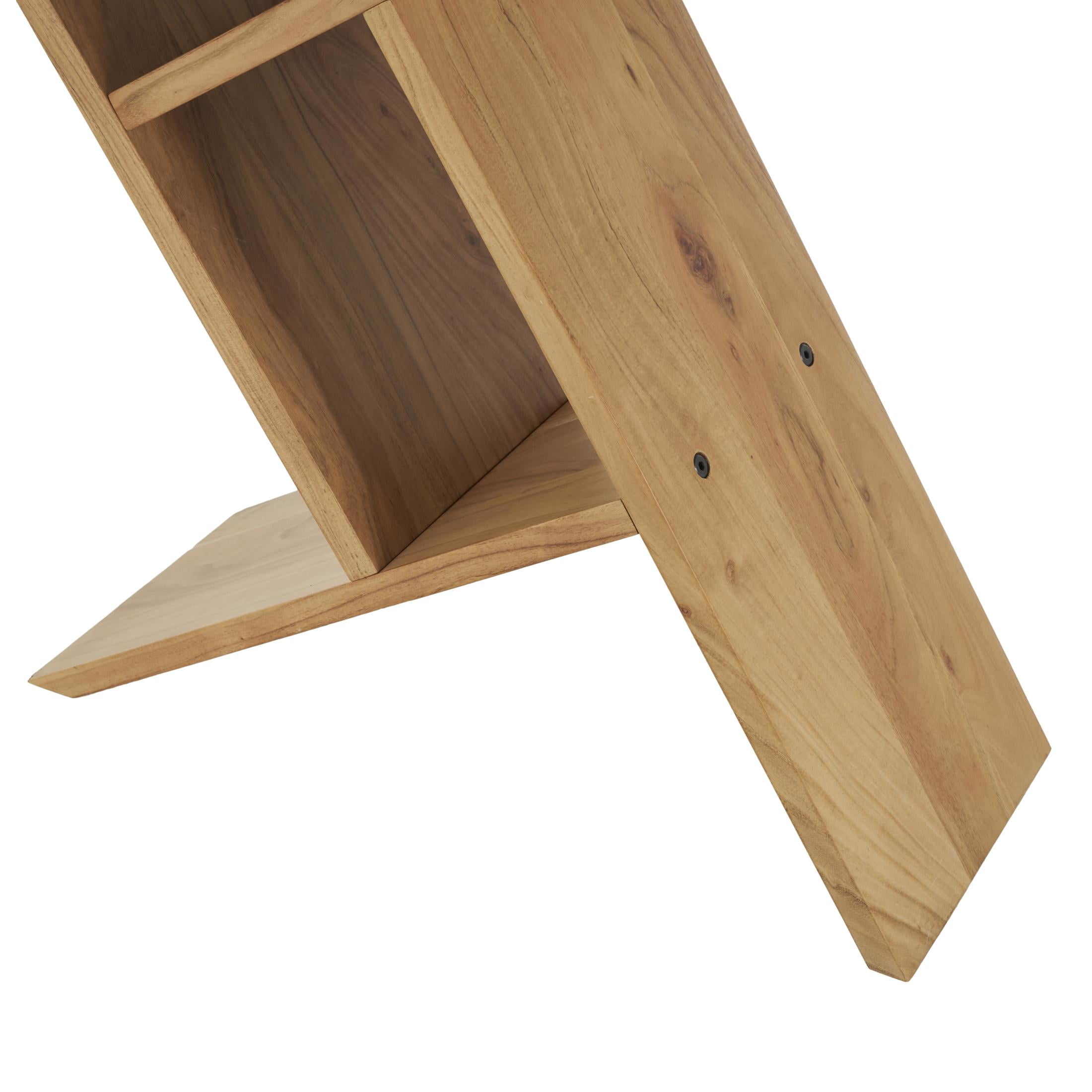 DecMode 48" x 32" Brown Wood Geometric Console Table with Rectangular Patterned Legs, 1-Piece