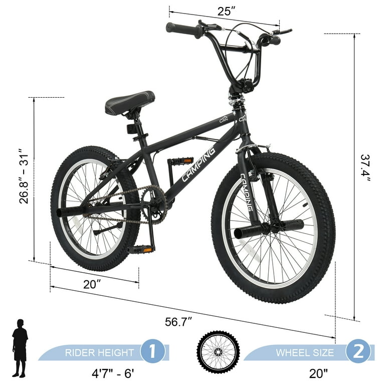 Ktaxon 20in BMX Bike, Beginner Trick Bicycle with Hi-Ten Steel