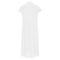 thumbnail image 4 of Uaswgudfs Women's Casual Short Sleeve V-Neck Midi Dress​ - Summer Shift Style with Button Front & Pocket, Draped Office-Ready Fabric White L, 4 of 6