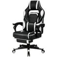 thumbnail image 1 of Gymax Fauteuil de Jeu de Massage Inclinable Fauteuil de Course avec Repose-Pieds Rétractable Maison Blanc, 1 of 10