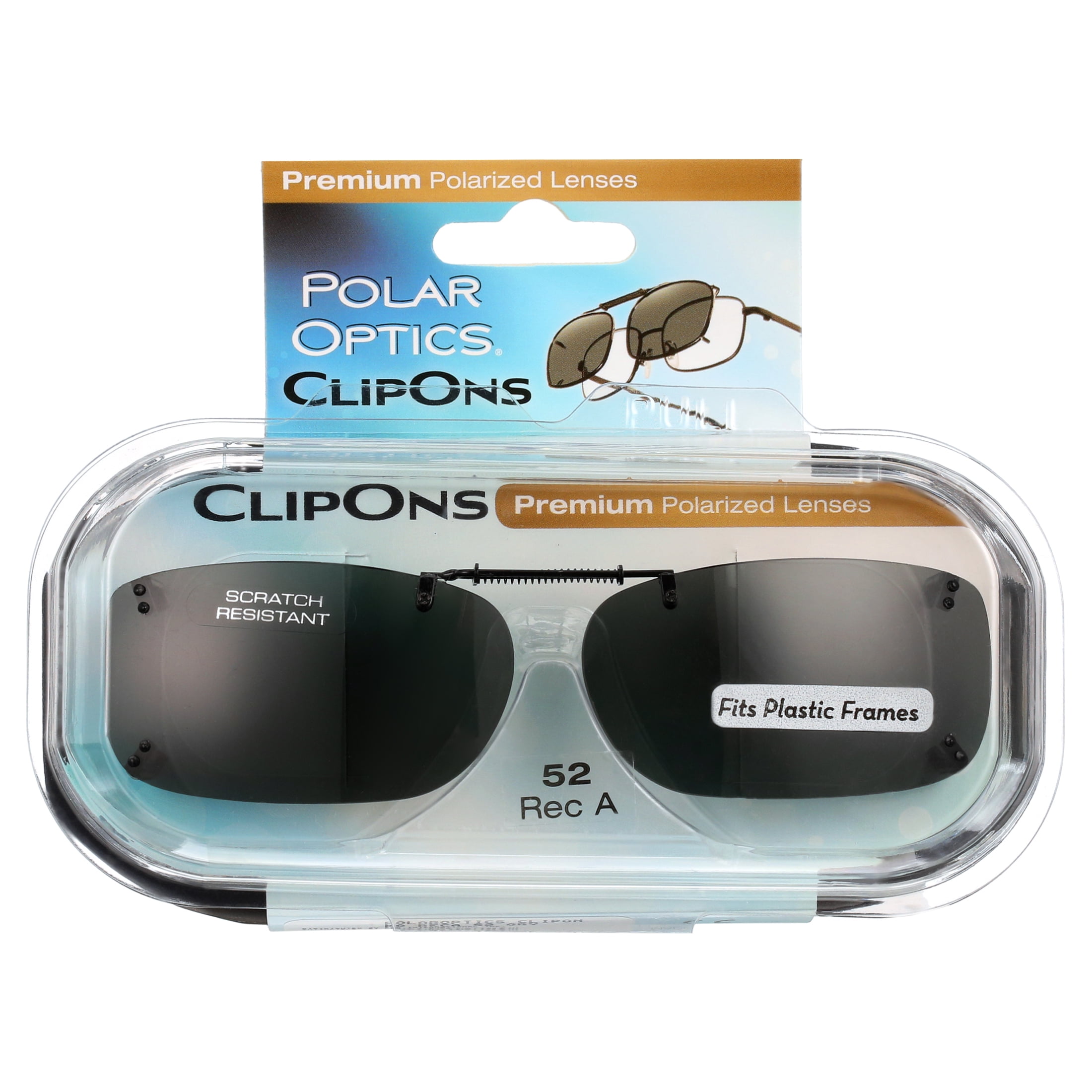 Polar Optics Unisex PTCR REC G 56 Plastic ClipOns Sunglasses Gray