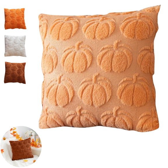 Halloween Throw Cover Plush Cushion Cover, Fun Halloween Holiday Decoration for Living Room Sofa Bed Chair Car, Soft Washable Pillow Cover for Couch Sofa Autumn Harvest Halloween Holiday(Khaki)
