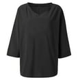 thumbnail image 4 of LEAVINGSUO Womens Tops Long Sleeve Fashion Women's V-Neck 3/4 Sleeve Solid Casual T- Shirt Blouse Tops, 4 of 5