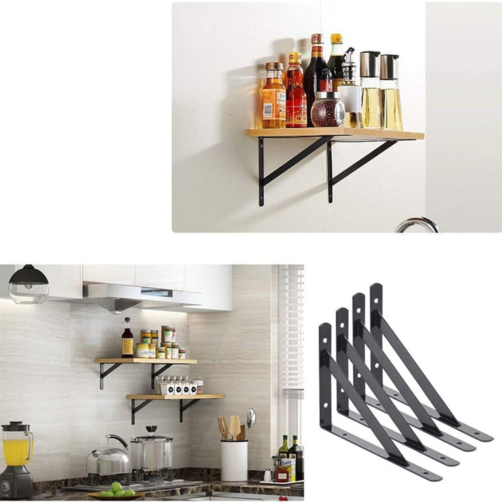 Oenbopo 12 "Heavy Duty Shelf Brackets, 12-Pack Large Wall Bracket for Garage Storage Shelves, Black Metal Shelf Brackets with Screws,90 Degree Triangle Corner Brace Joint Angle Bracket