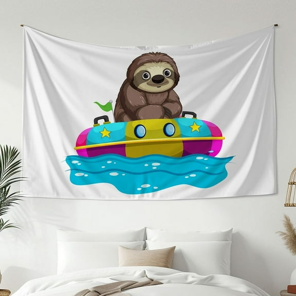 Modern Style Tapestry, Surfing Sloth Print Tapestry, Bedroom Living Room Dormitory Decoration, Home Decoration