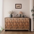 thumbnail image 4 of Farmhouse Storage Cabinet, Wooden Cabinet Sideboard Buffet with 4 Door, Accent Cabinet Coffee Bar Cabinet Console Table with Hexagonal Pattern for Living Room, Entryway, Hallway, Office, Kitchen, 4 of 9
