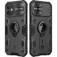 thumbnail image 1 of Funda para iPhone 12/12 Pro con tapa para cámara y soporte, protección deslizante para lente + soporte giratorio de 360 grados, resistente a impactos y golpes, parachoques protector, 6, 1 of 5