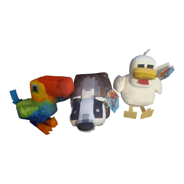 Minecraft Legends Plush 3 Pack Badger Bird Parrot and Chicken Plushies Ideal for Imaginative Play