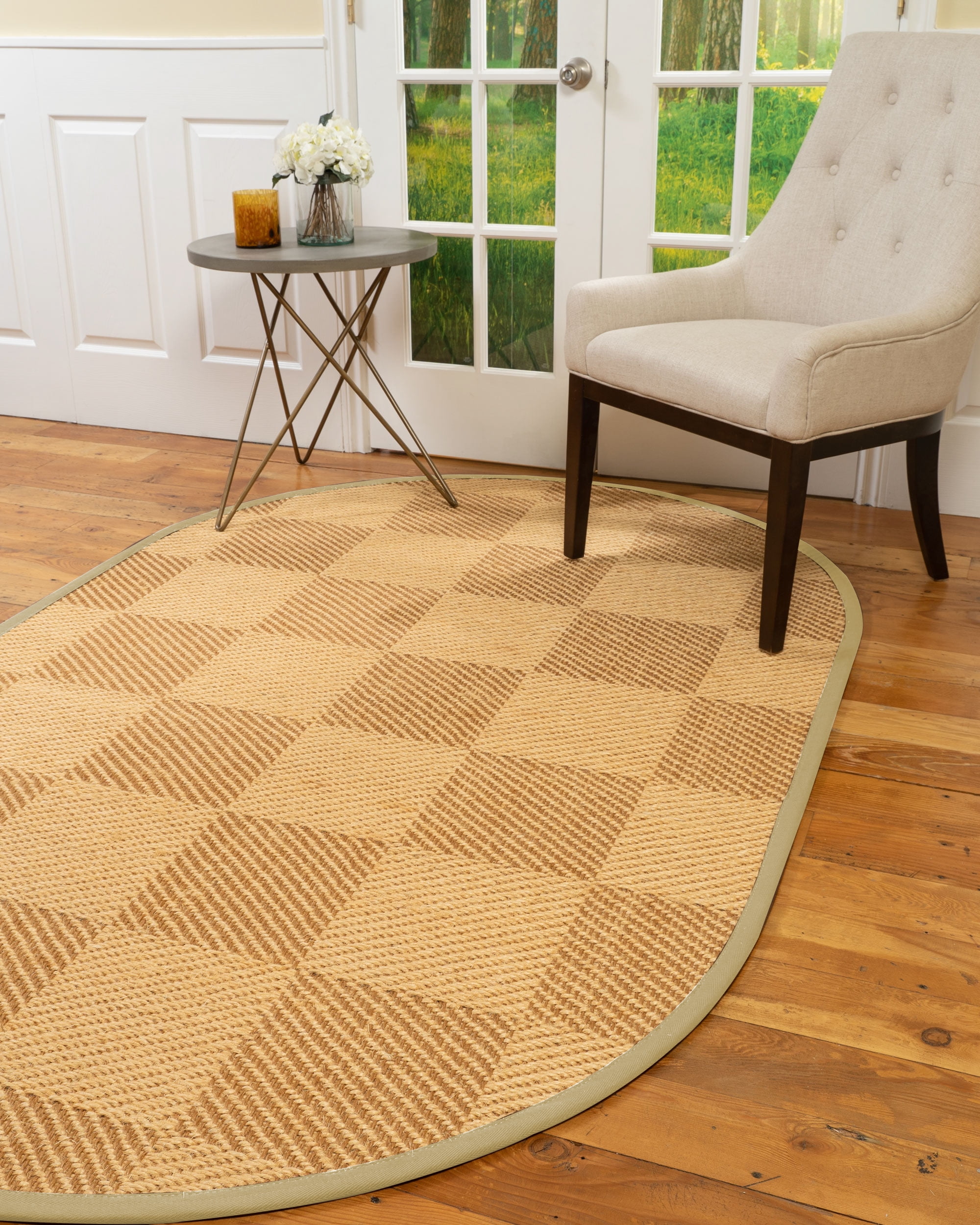 Natural Area Rugs Osaka Custom Sisal Rug, 8' x 10', Oval Sand Border