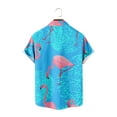thumbnail image 4 of Animals Flamingo Men's Striped Short Sleeve Regular Fit Poplin Button Down Shirts, 4 of 4