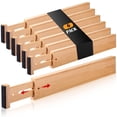 thumbnail image 1 of Fabsome Divisor De Cajones, Paquete De 6 Divisores De Cocina De Bambú, Organizadores, Separadores De Tocador De Madera Ajustables De 17 A 22 Pulgadas Para Organización De Guardería, Ropa, Calcetines,, 1 of 5