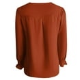 thumbnail image 4 of Gyexs Long Sleeve Dressy Shirts for Women Business Casual V Neck Tunic Tops Loose Fit Chiffon Workwear Blouses Coffee, Size S, 4 of 5