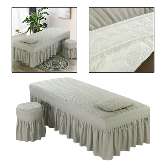 Massage Table Bed Sheet Bedskirt Comfortable with Face Hole Massage Linens with gray