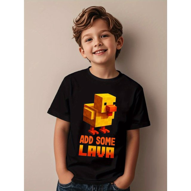 Camiseta con gráfico divertido e impresionante de pollo y lava para niños, lindas camisetas para niños, camisetas modernas y geniales para niños