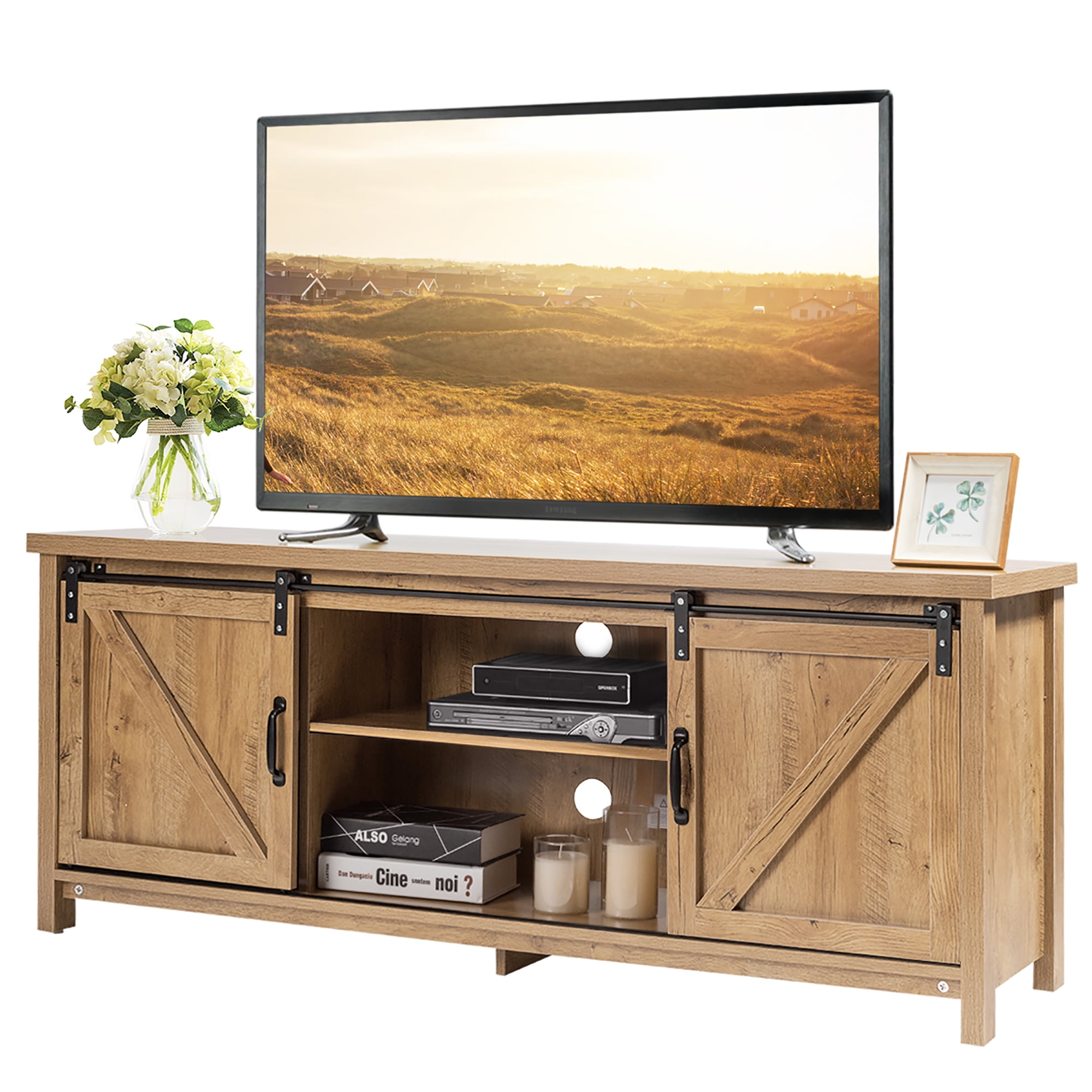 Rustic Wooden TV Stand Wood Furniture Media Cabinet Cream Coffee Console Tables