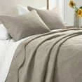 thumbnail image 4 of Ameha 3-Piece Quilt Bedspread Set Lightweight Embossed Floral Microfiber Coverlet Adult Queen Size Beige, 4 of 11