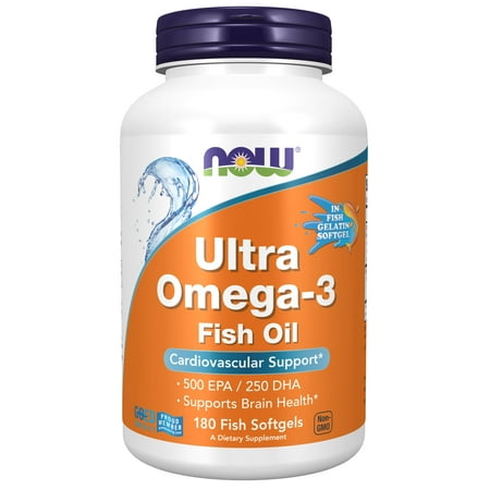 NOW Supplements  Ultra Omega-3  500 EPA and 250 DHA  Cardiovascular Support  180-Fish Gelatin Softgels