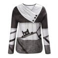 thumbnail image 4 of Pompotops Blouse Décontractée pour Femmes Col Croisé Boutons Imprimés Manches Longues T-shirt, 4 of 8