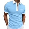 thumbnail image 2 of Polo Shirts for Men 1/4 Zipper Henley Color Block T Shirts Causal Summer Athletic Tees, M, 2 of 4
