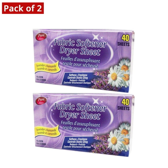 Pure Kleen Fabric Softener Sheet Lavender 40 Pk Pack of 2