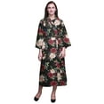 thumbnail image 1 of Bimba Black Floral Leaves & Peony Bathrobes For Women Wrap Printed Bride Getting Ready Dress Robe For Girls X, 1 of 5