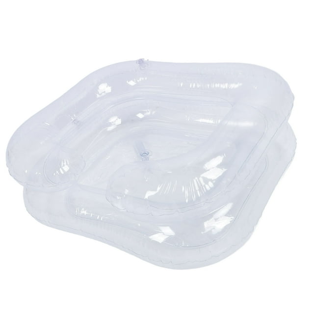 Inflatable Shampoo Bowl, PVC Portable Leakproof Easy To Inflate Hair Washing Tray with Repair Patch for Elderly White,Clear