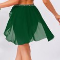 thumbnail image 4 of inlzdz Womens Modern Dance Skirt High Waist Sparkly Rhinestone Irregular Hem Dancewear for Competition Dark Green XL, 4 of 5
