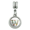 thumbnail image 2 of Letter W Floral Monogram Initial Italian European Style Bracelet Charm Bead, 2 of 5