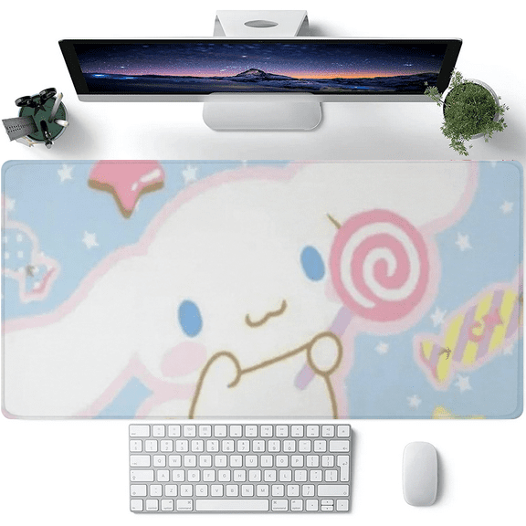 Cinnamoroll with Lollipop Mouse Pad - Durable Non - Slip Desk Mat, Extra - Large Soft & Comfortable Mouse Pad - Ergonomic Stitched Desk Mat Ideal for Esports & Office Use