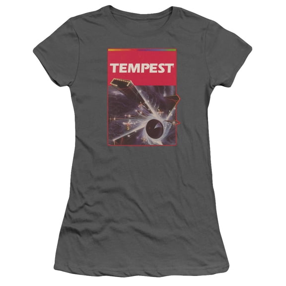 Atari Tempest Box Art S/S Junior Women's T-Shirt Sheer Charcoal