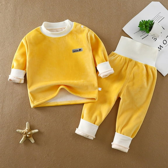 Busydd Baby Boy Clothes 4 Months-4 Years Casual Thermal Fleece Baby Girl Clothes Long Sleeve Crewneck Pullover Tops and Sweatpants Unisex Toddler Kids Pajamas Outfits