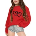 thumbnail image 2 of LEKDFST Girls Sweatshirt Heart Print Crew Neck Long Sleeve Pullover Kids Fall Graphic Hoodies Red 7-8 Years, 2 of 7