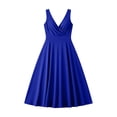 thumbnail image 2 of Bnwani Midi Dresses for Women,Womens Sundresses,High Waist,V-Neck,Casual,Solid,Blue,M, 2 of 5