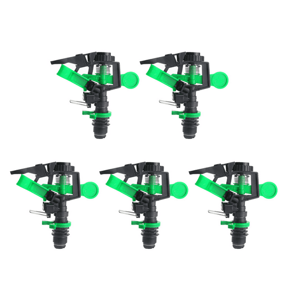 5Pcs ABS Impact Sprinkler Head Adjustable 0-360 Degree 34Ft-60Ft Spray Distance