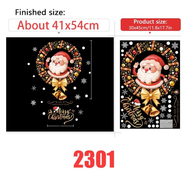Pegatinas navideñas para ventana, decoración de Santa, árbol de Navidad, póster de vidrio, Año Nuevo, 2024, novedad de 2024
