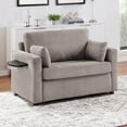 thumbnail image 3 of 84.6" L Sofa Bed with USB Ports and Foldable Mattress, 2-in-1 Convertible Sleeper Chair with 36.6'' Wider Seat, Large Single Sofa Chair with Side Table for Living Room, Grey-Brown, 3 of 9