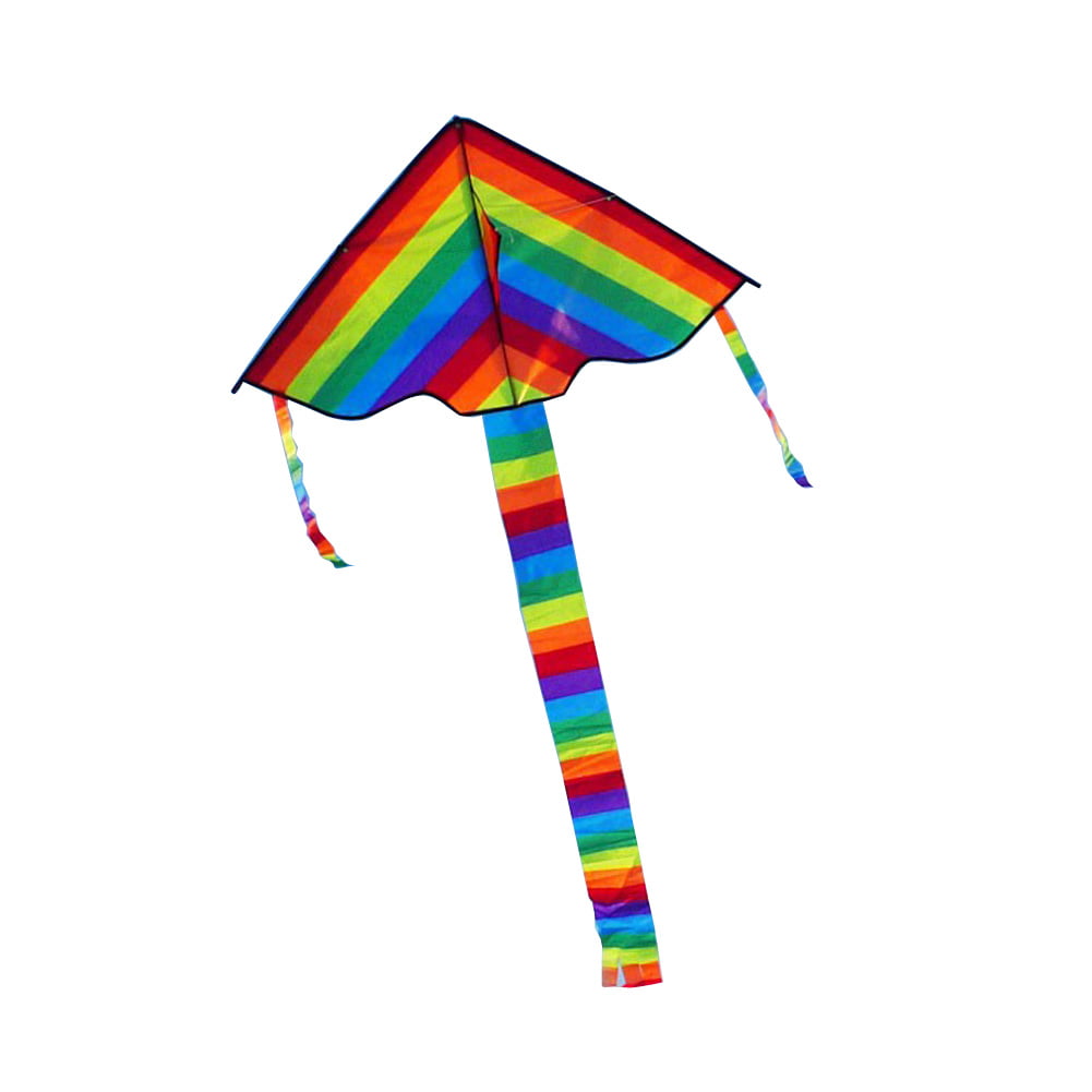 Colorful Rainbow Kite Long Tail Nylon Outdoor Kites Flying Toy for Children 