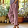 thumbnail image 2 of Hpapadks Casual Pants for Women Solid Color Straight Leg Stretch Striped Pant with Pocket Womens Slacks Pink S, 2 of 5